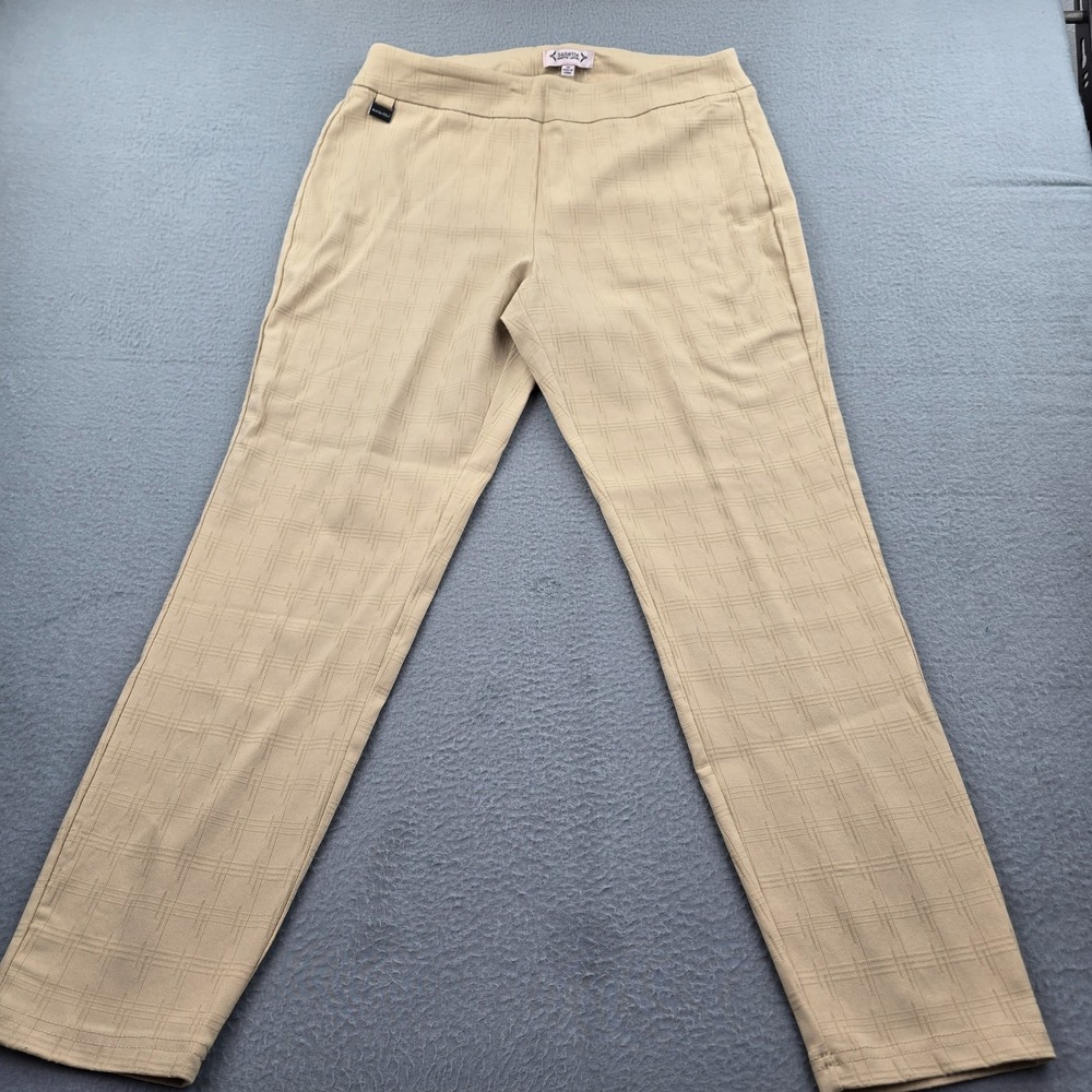 Nanette Lepore Pants Womens Medium Beige Stretch Mid Rise Straight Leg Pull On